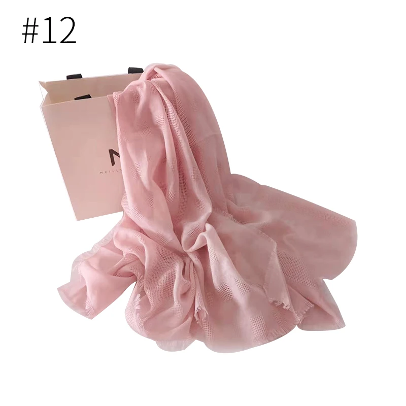 Number 12 color Fashion solid color scarf viscose scarf piercing plaid shawl plain scarves maxi hijab muslim head hijabs wrap muffler 10pcs/lot - Color: Number 12 color