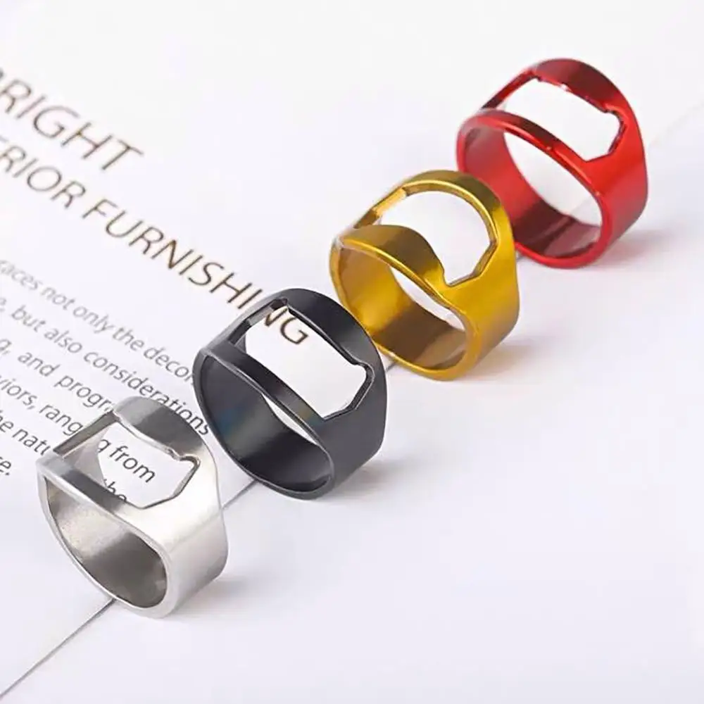 4pcs Finger Thumb Ring Bottle Open Opener Bar Beer Tool Gifts Stainless Steel Finger ring opener Restaurant bar kitchen gadget 4
