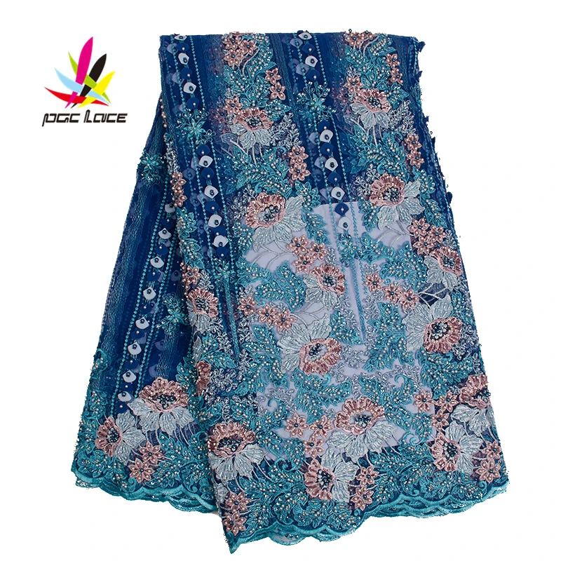 

Wedding Beaded Lace Fabric French Lace Fabric Sew on Applique African Dubai Embroidered Pearls Flower and Beads AMY2521B