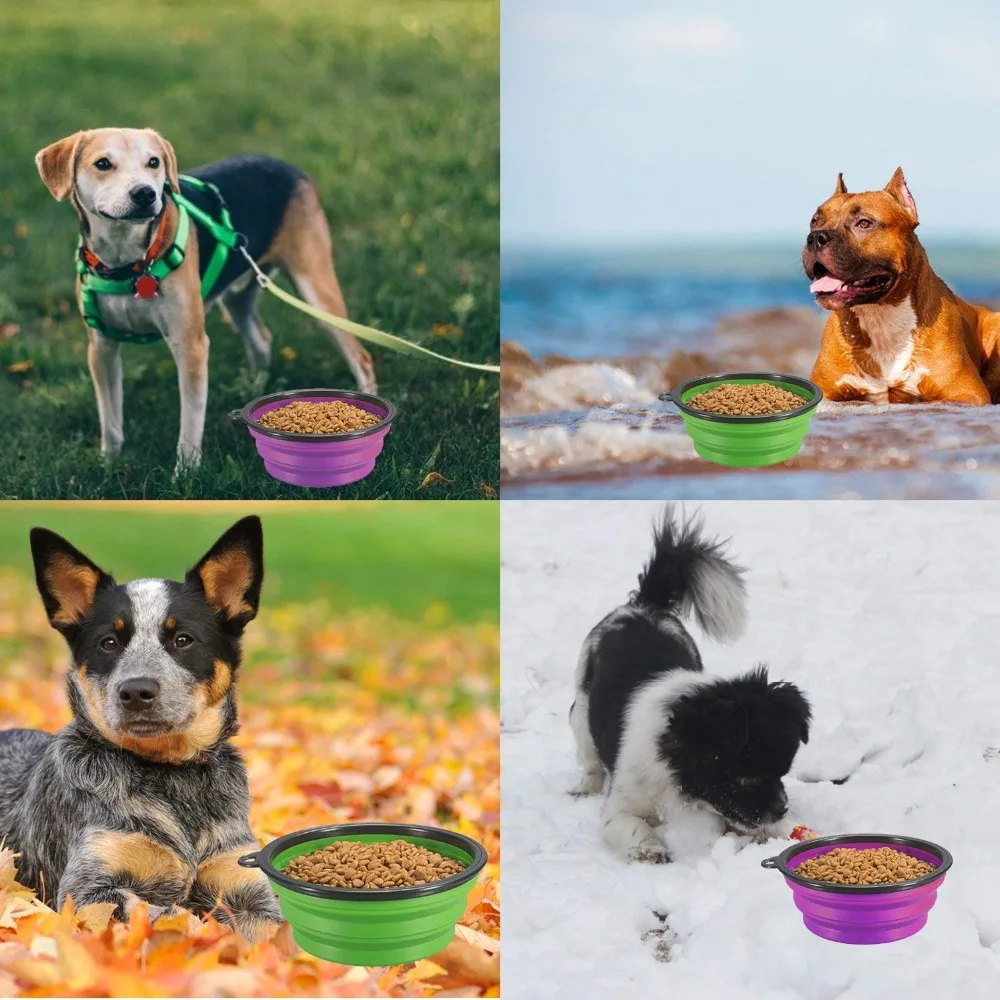 1 шт. миска для воды еды собак и кошек силиконовая портативная путешествий