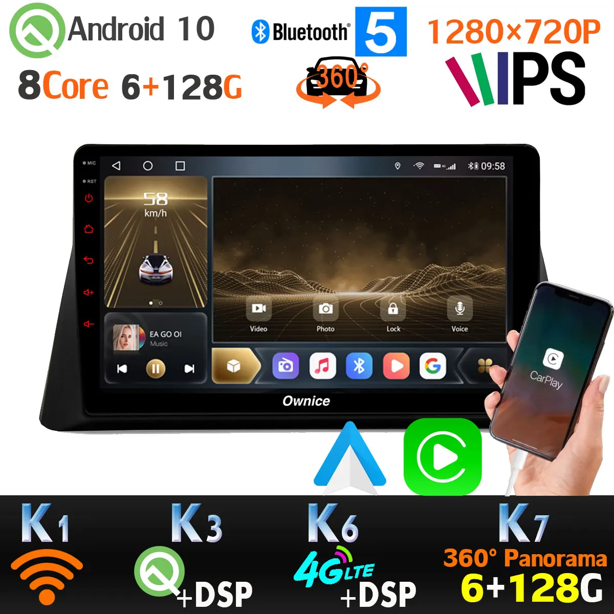 1280*720P 6G + 128G Android 10 0 автомобильный GPS-радиоплеер для Honda Accord 8-го раздельного экрана