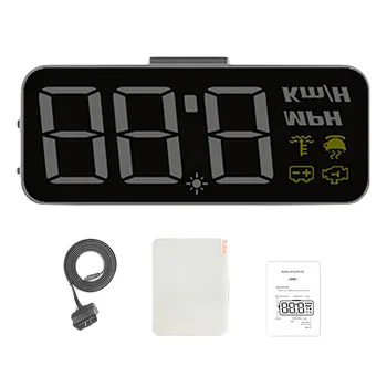

1 Set Black HUD H90 Car Head Up 3.2 Inch Digital Display Windshield Speed Projector Security Alarm Water Temp Overspeed RPM Volt
