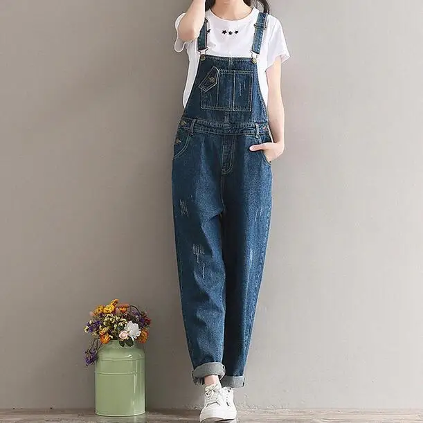 Женский джинсовый комбинезон женский 2019 новый офисный Свободный ремень рваные