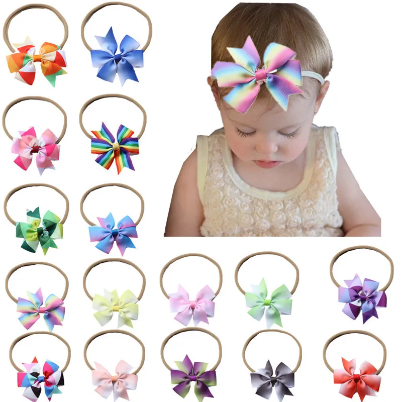 

1Pc Gradient Bow Nylon Headbands New Baby Girls Cute Butterfly Clip Bowknot Kids Accessories Newborn Infant Toddler Faded Bows