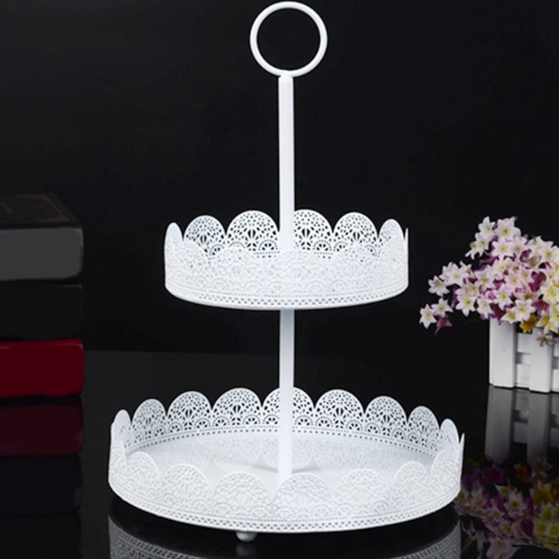 

Iron Tray Double Lace White / Snack Tray / Fruit Plate / Cake Rack Iron / Candy Dish