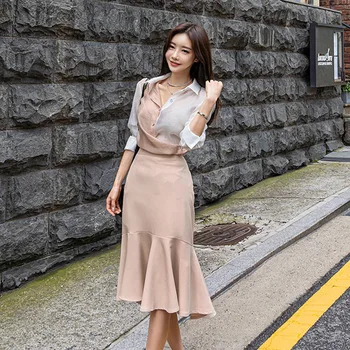 

BacklakeGirls Real Pictures Contrast Color Two Pieces Clothing And Skirt Chiffon Evening Dress Mermaid Party Dress новинки 2020