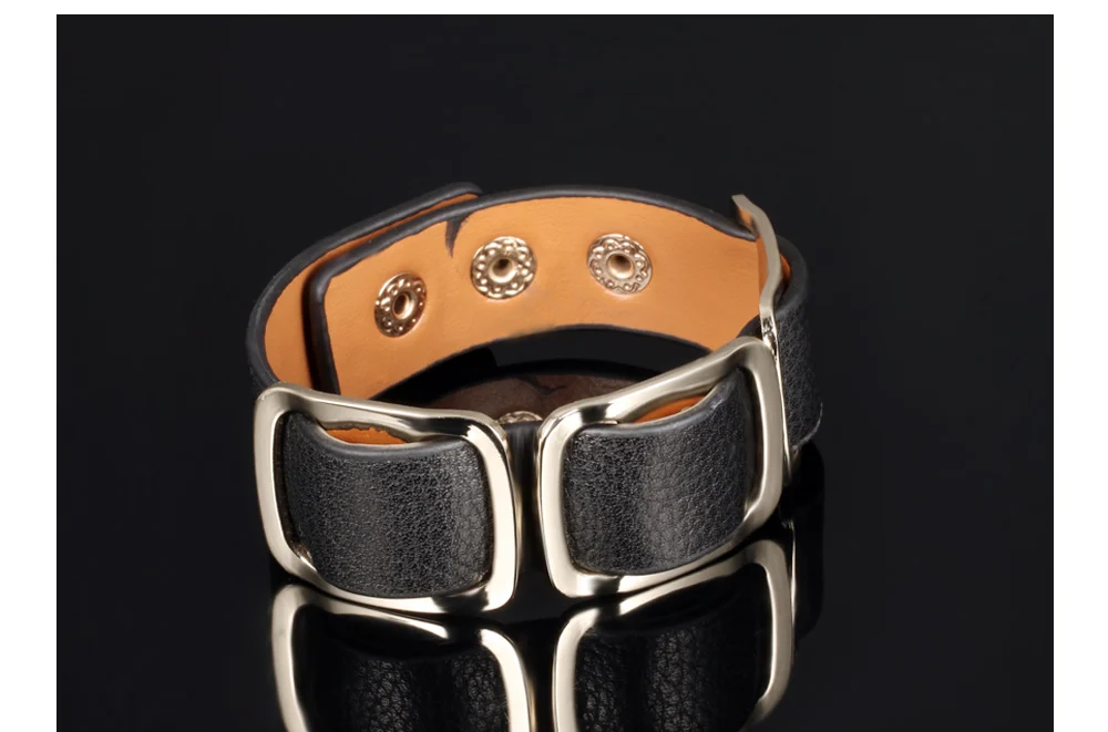 BOBOTUU Design Leather Wrap Bracelets Bangle For Women Black/Orange/Leopard Print Color Leather Bracelet Jewelry BOPH1004