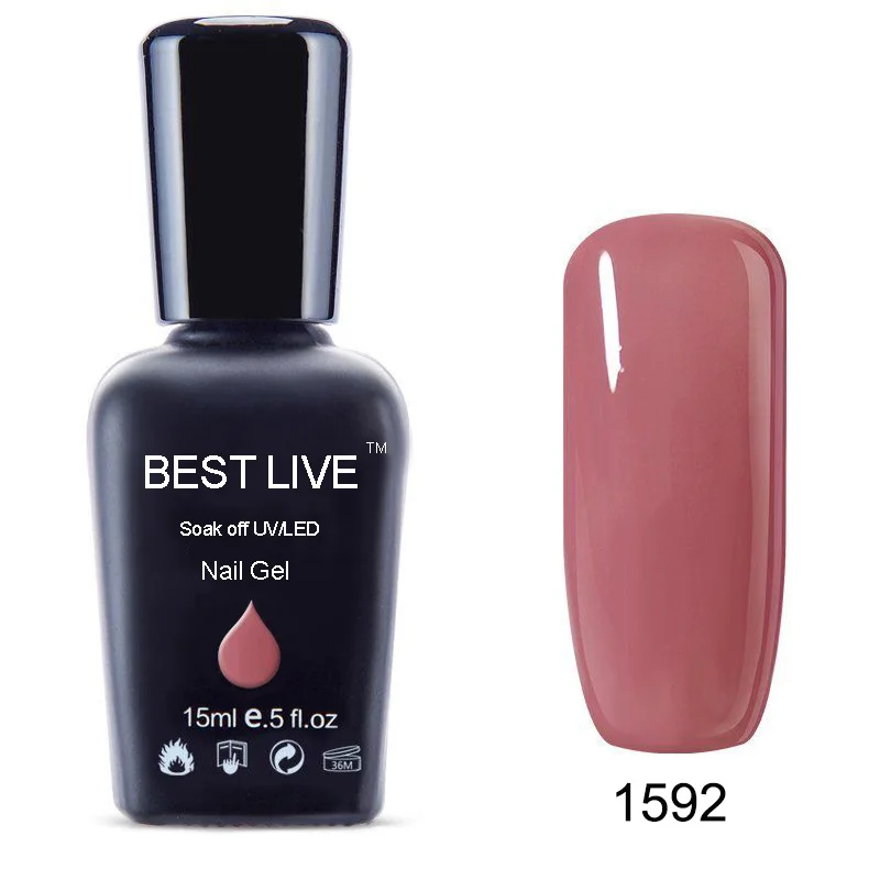1592 BEST LIVE 15 мл 58 очаровательных цветов замачиваемый УФ-гель для ногтей УФ и светодиодный дизайн ногтей красота блестящий гель для ногтей долговечный - Цвет: 1592