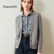 Aliexpress - Snaoutofit 2021 Autumn Cardigan Women’s Knitted Wool V-Neck Loose Jacket All-Match Sweater Pure High Quality Color Hot