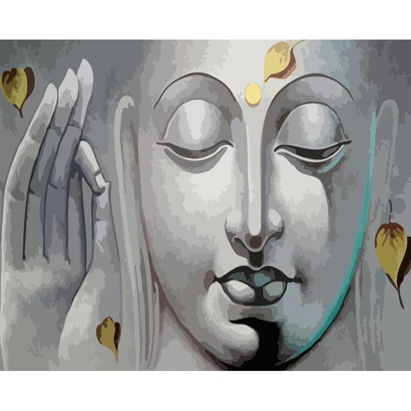 Картина по номерам DIY индийский Будда пейзаж холст льняная картина для