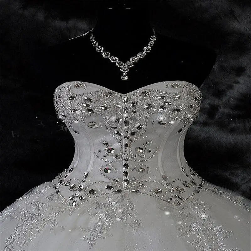 Robe De Mariage Lace Rhinestone Plus Size Ball Gown Wedding Dresses 2020 Wedding Bridal Gowns Vestido De Novia
