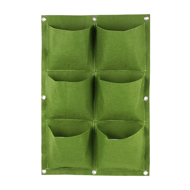 6 pocket Green Настенный посадки сумки 2/3/4/6/9 карманов зеленый мешок расти ящик для комнатных растений, вертикальный огород живой Сад Сумка садовый декор - Цвет: 6 pocket Green