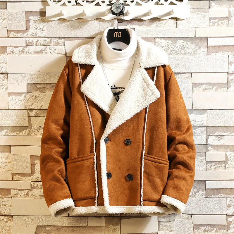 Autumn& Winter New Arrival Fur Casual Jacket Cotton Jacket Men's Lapel Double-breasted Loose Padded Coat Free Shipping