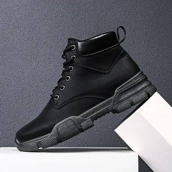 

2020 Boots Mens Leather Dress Black Platform Cowboy Ankle Boots Winter Fur Men Waterproof Motorcycle Western Man Boots Coturno