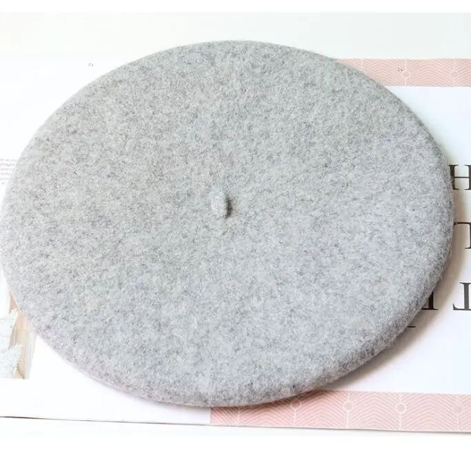 light gray Зимняя женская Повседневная колпачок из шерсти новая кашемировая вязаная шапка для девочек - Цвет: light gray