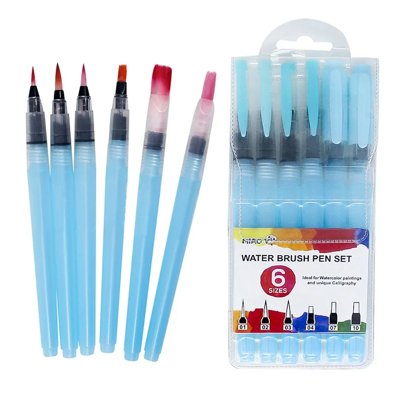 

Dropshipping 6Pcs/set Water Brush Large Capacity Barrel Water Color Paint Brush Set Soft Painting Brush For Painting
