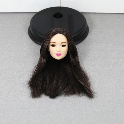 Азия лицо медсестры кукла леди голова черные волосы Хороший макияж кукла голова игрушки части дети игровой дом DIY игрушка принцесса Редкие куклы головы