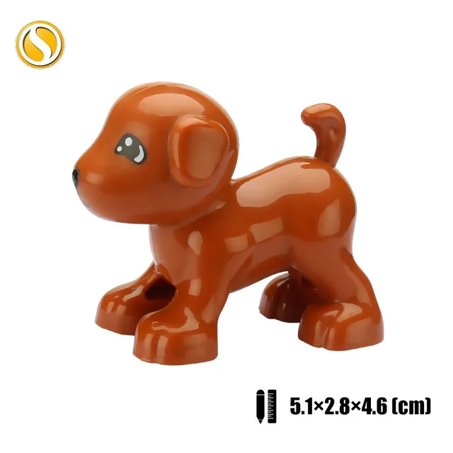 Animal Baby Cat Dog Horse Tiger Dinosaur Big Building Blocks Cultivate Children's Love Compatible With Original Brands Toy Block Brown dog