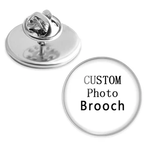 Broches personalizados con foto para hombre y mujer, broche con cabujón de cristal, de acero inoxidable, para mochila, botón de solapa, insignias, regalo