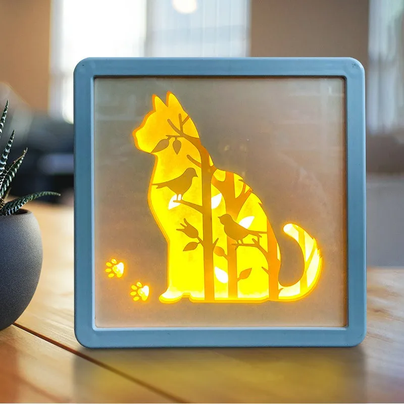 Креативная Настольная лампа с 3d резьбой по бумаге коробка для теней светодиодный