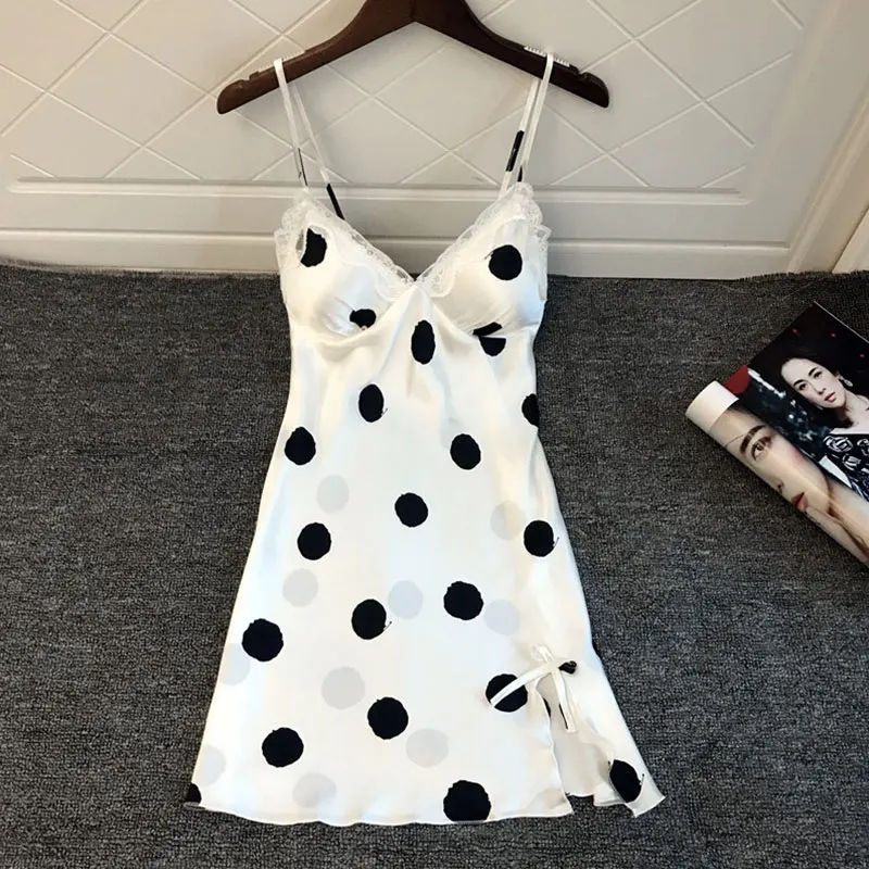 Nightgown 2021 Summer Night Dress Women Print Sleepshirts Nightie Nightdress Sleepwear Silk домашняя одежда женская