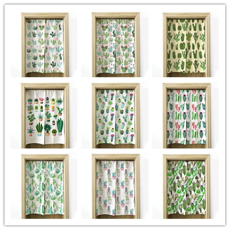 

Nordic cactus curtain cotton linen art bedroom living room partition curtain porch half curtain bathroom curtain kitchen shade