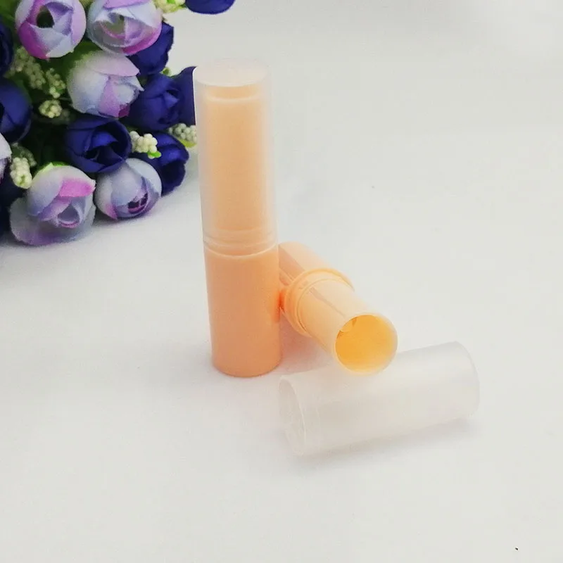 50pcs plastic lip balm tube Slender cylindrical Lipstick tube rotating Directly filled with frosted lid White yellow red pink