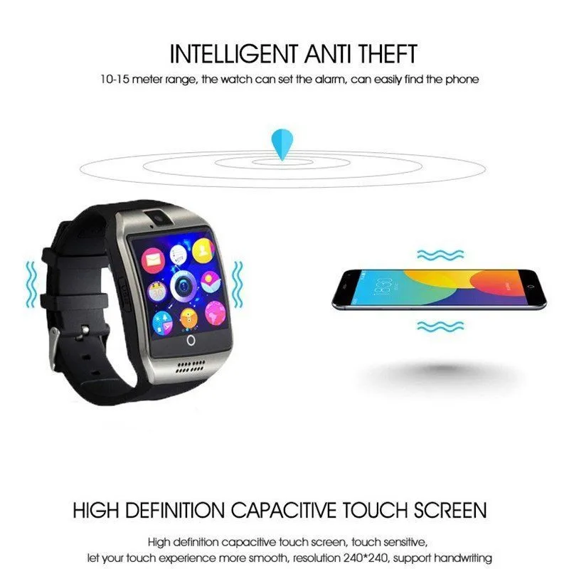 DELIVE Смарт-часы Q18 с камерой Bluetooth Smartwatch SIM TF слот для карты фитнес-трекер спортивные часы для Android IOS