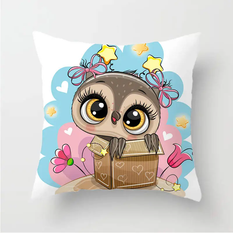 Owl Decoration Cushion Cover Polyester Throw Pillow Case Cover Decoration Pillowcases Decorative Pillows Cover TP136 - Цвет: TP13612