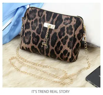 

New Women Bag Lovely Lady Leather Leopard Chain Crossbody Bag Tote Satchel Handbag Travel Street Messenger Shoulder Bag
