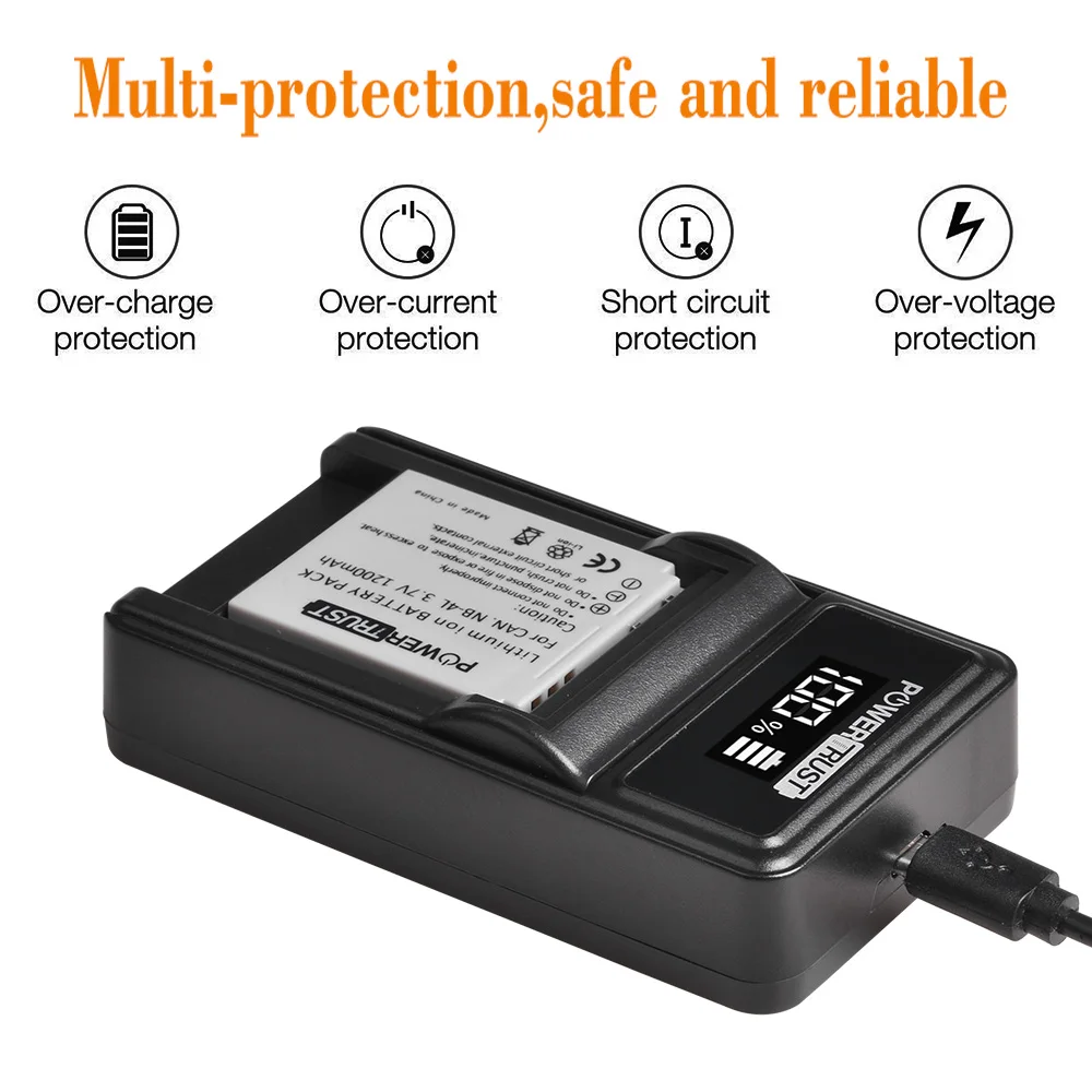 2x 1200mAh NB-4L NB4L Battery + LED USB Charger for Canon PowerShot SD780 IS SD940 IS SD960 IS SD970 IS SD1000 SD1100 IS