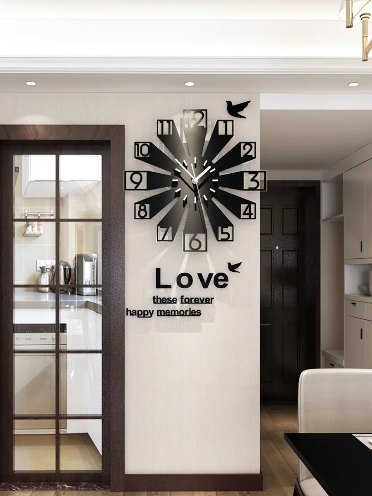 

Large Nordic Silent Wall Clock Modern Design Black Minimalist Wall Clock Creative Kids Living Room Wandklok Home Decor JJ60WC