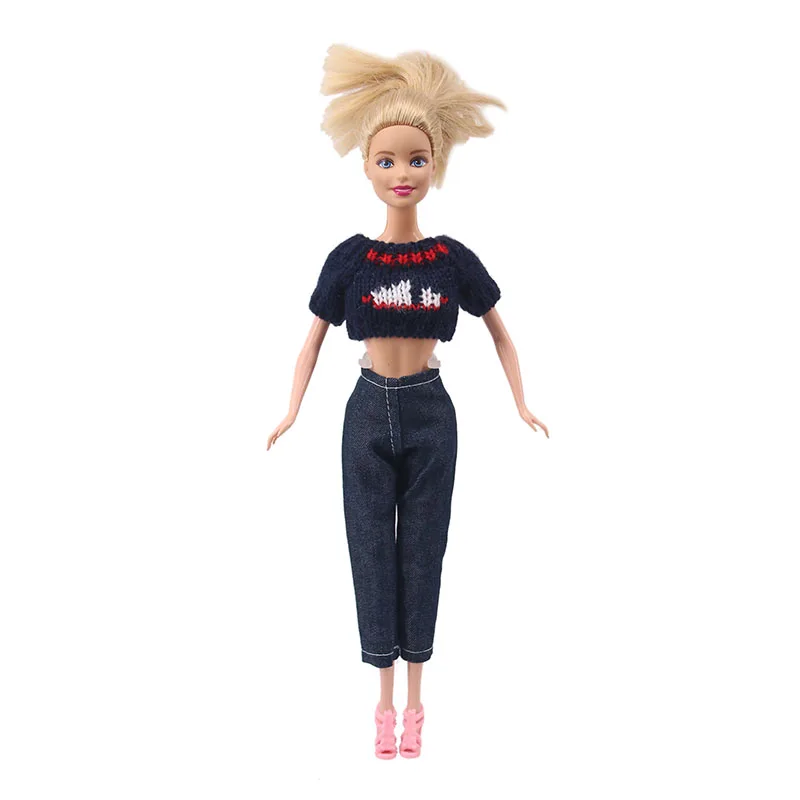 Blyth куклы-Барби Одежда для 15 видов стилей = свитер+ джинсы для BJD 30 см 1/6 Blyth Куклы Игрушки для девочек, поколение Рождественский подарок