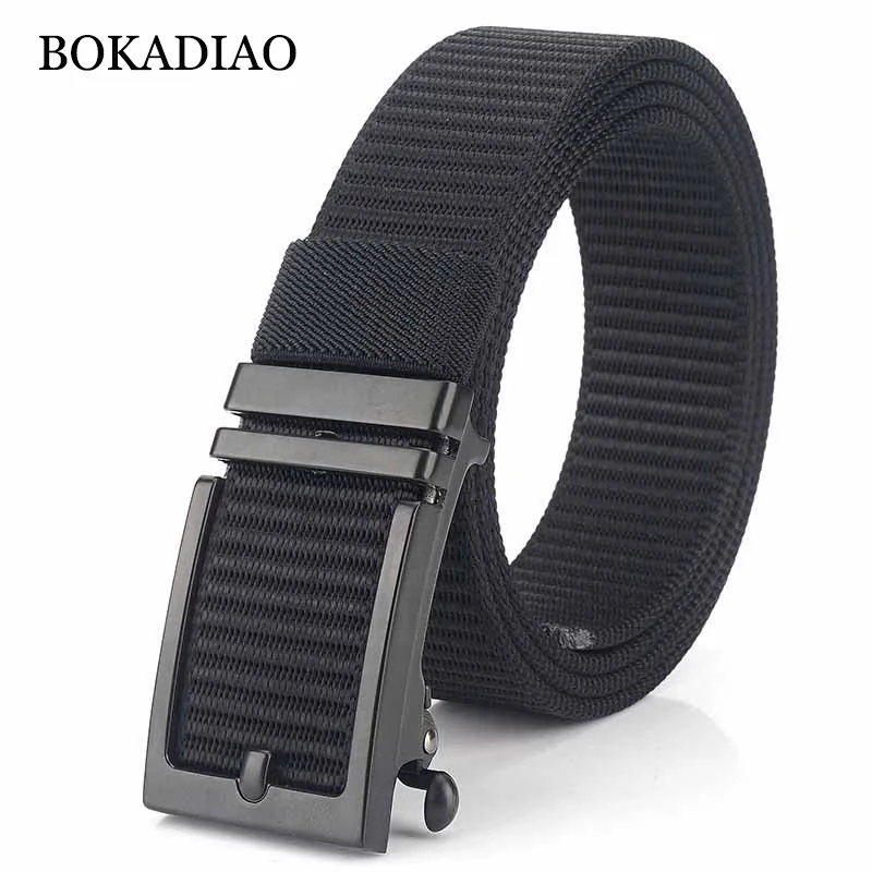 

BOKADIAO Men&women Nylon Belt Metal Automatic Buckle canvas belts Outdoor sports Casual jeans waistband Army military male strap