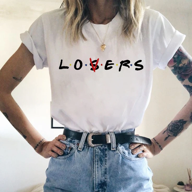 Белая футболка с принтом Loser Lover, женская футболка, женская одежда, летние футболки с коротким рукавом в стиле Харадзюку, Ulzzang, графические футболки, топы для женщин