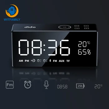 

Wireless Retro Alarm Clock Bluetooth Speaker Stereo FM Radio Remote Control Smart Subwoofer Bass Mirror Touch Double Alarms