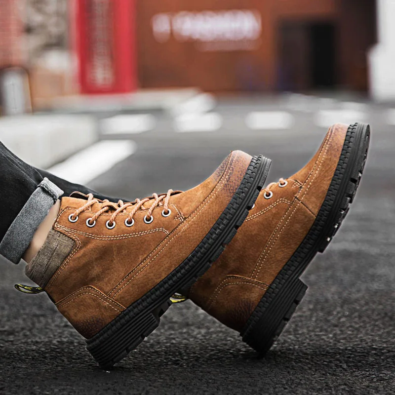 

Large Size Martin Boots MEN'S Short Boots Winter nan shi xue Woolen Cotton Shoe Hight-top Desert Boots Worker Boot