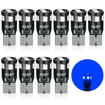 

AGLINT 10PCS T10 W5W LED CANBUS Bulbs No Error Code Universal For Car Interior Light Dome Reading Mood Light Blue Lamp DC 12Volt