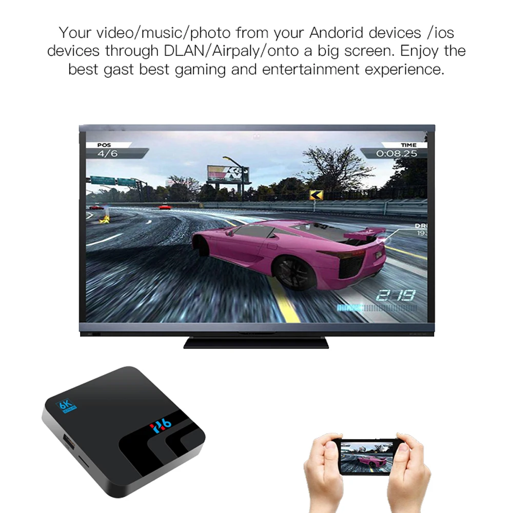 H6 Smart Android tv Box Android 9,0 Allwinner H6 Четырехъядерный 4 ГБ 32 ГБ UHD медиаплеер 6K HDR tv Box 2,4G WiFi 100M телеприставка
