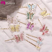 Molans Модные металлические шпильки в форме бабочки для Свадебные аксессуары для волос заколки Свадебные банты свадебные головные уборы
