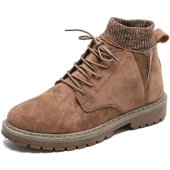 

New Men Martins Boots Flying woven neckline men's Desert Boots Genuine Leather lace-up casual shoes male tooling boots winter