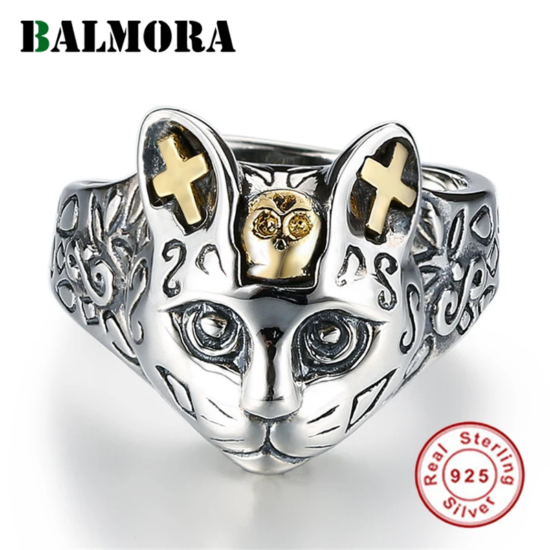 BALMORA 100% Настоящее серебро 925 пробы милая кошка Искусственный палец подарки для
