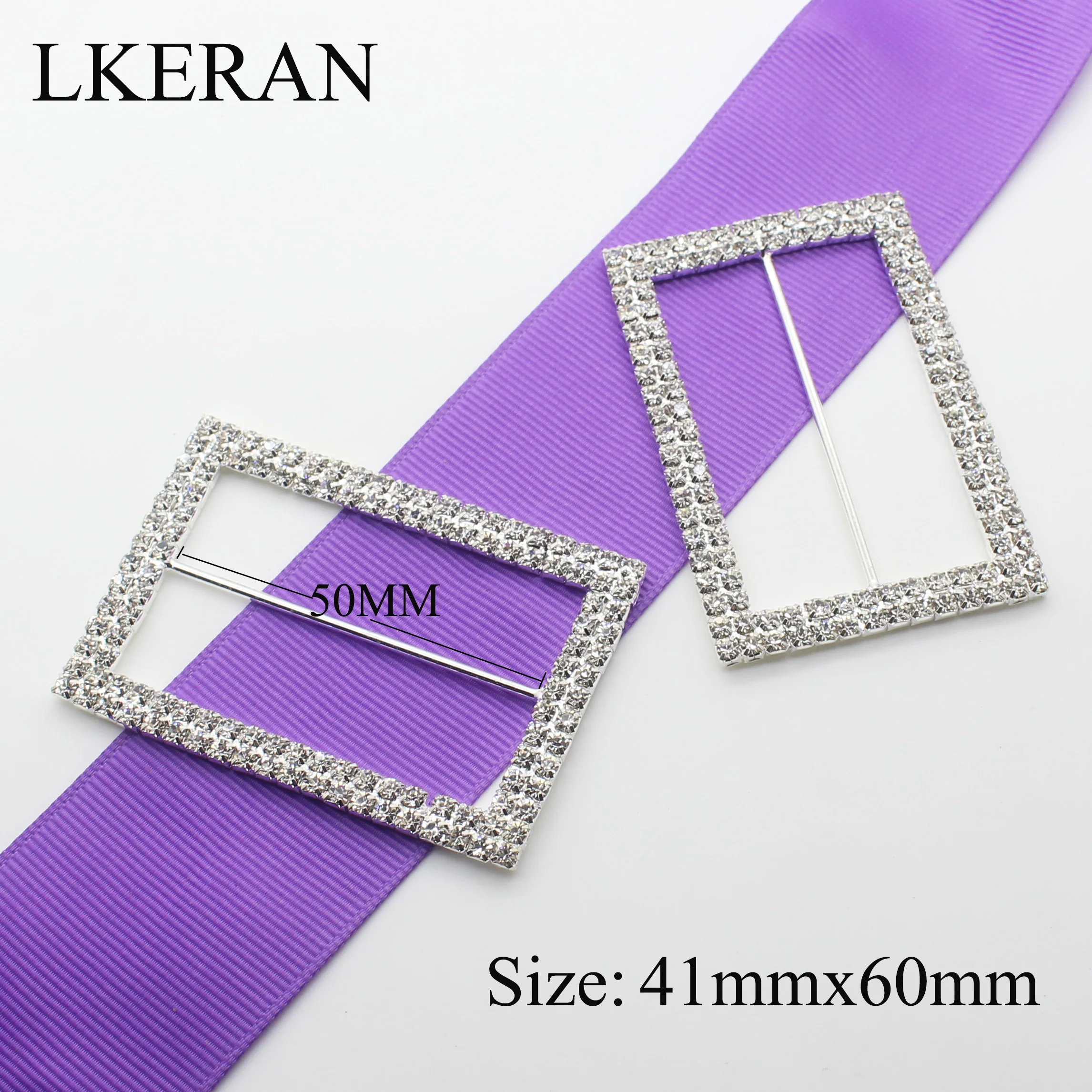 LKERAN 5 шт. двухрядные прямоугольные 41x60 мм(внутренний брусок 50 мм) Кристальные пригласительные карты свадебные ленты слайдер DIY аксессуары для волос