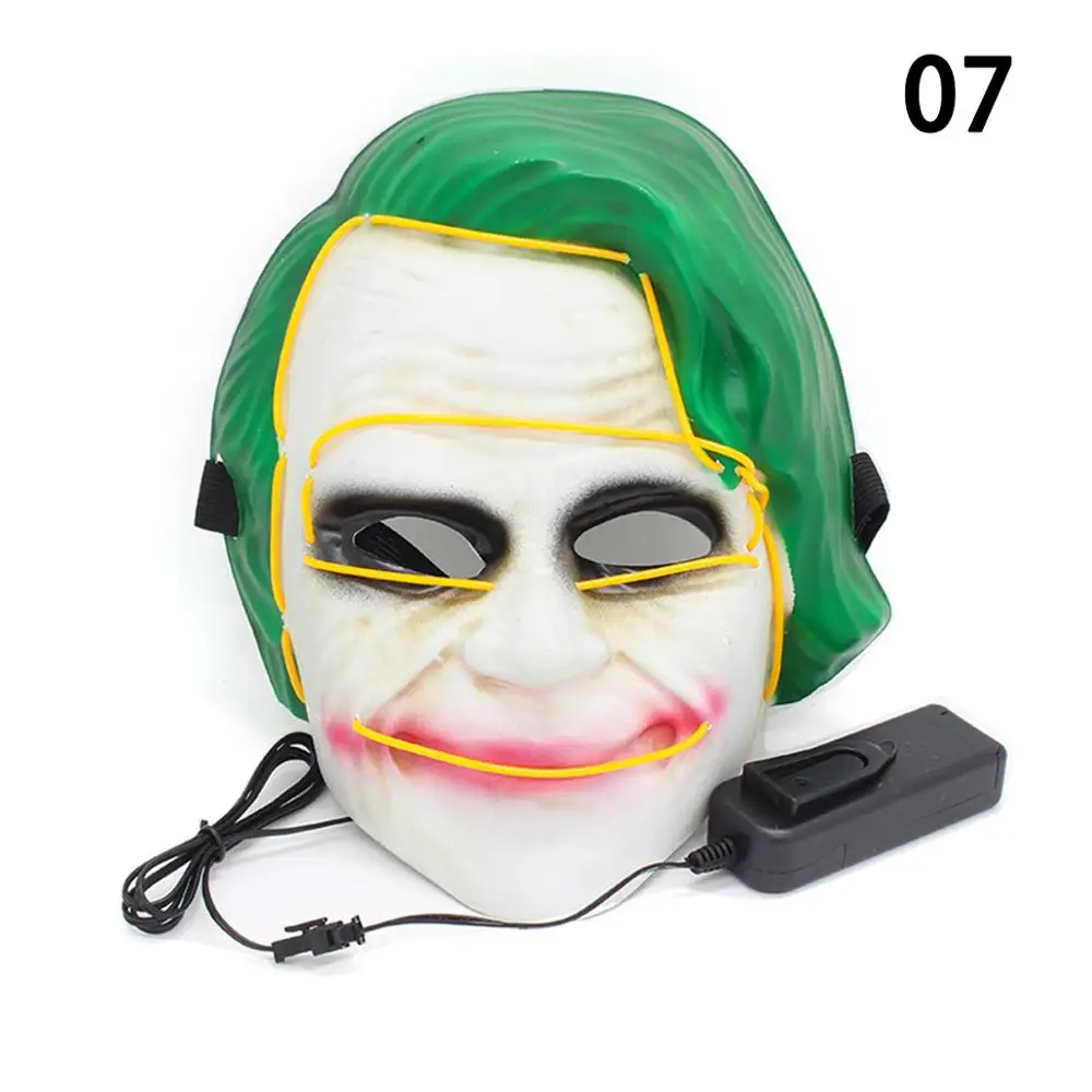 Клоун на Хэллоуин Джокер маска тыквы Хит Леджер светодиодной вспышкой жуткий страх ужас вечерние маска - Цвет: G