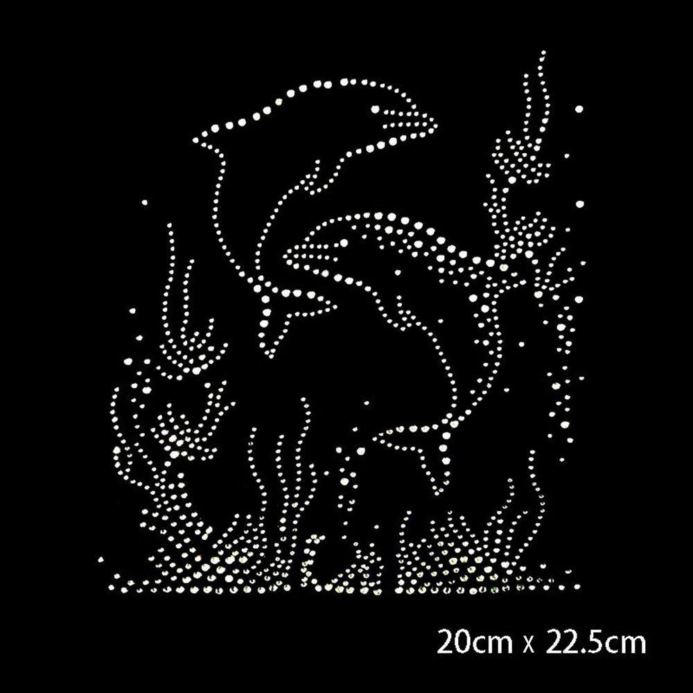 Блестящие Переводные нашивки с изображением дельфина со стразами наклейка