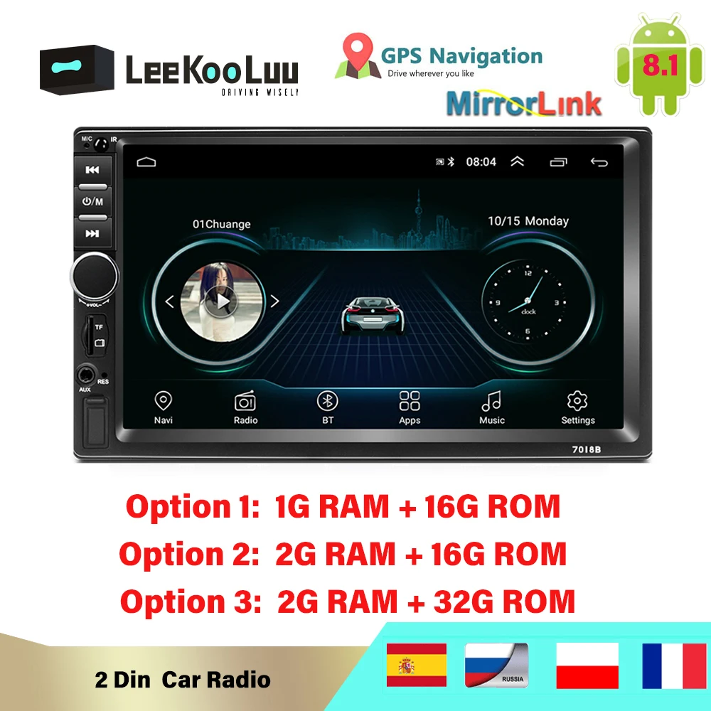 Автомобильный мультимедийный плеер LeeKooLuu 2Din Android радио стерео GPS Wi Fi MirrorLink 7 дюймов