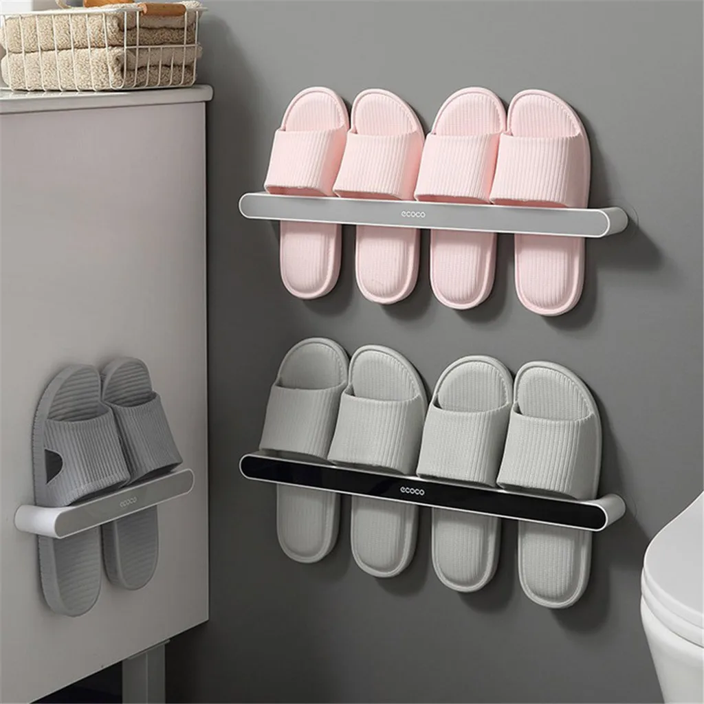 

Slippers Rack Slippers Organizer Wall-Mounted Rack Punch Free Rack for Home Shoe Cabinet Plastic Sandal Shelf