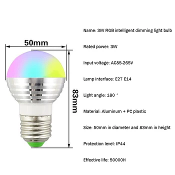 

85-265V LED Bulb E27 E14 Led 3W Colorful Remote Control 24 Keys Bulb Energy Saving Indoor Lamps RGB Magic Bulb RGB LED Spotlight