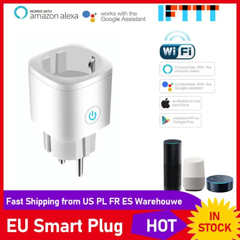 Tuya WiFi Wireless EU Smart Plug Adaptor Remote Control Outlet Remote Switch Smart Timing Electrical SocketS For Alexa Google