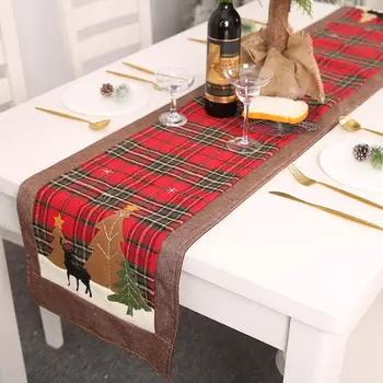 

table cloth Christmas Tree Elk Printed Lattice Tablecloth Table Mat Cover Festival Decor tree ,elk Home Textile скатерть на стол